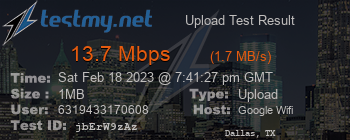 Speed Test Result