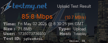 Speed Test Result