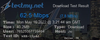 Speed Test Result