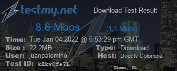 Speed Test Result