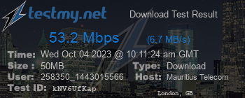 Speed Test Result