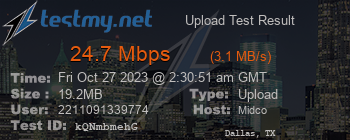 Speed Test Result