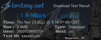Speed Test Result