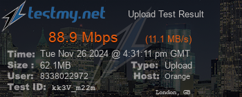 Speed Test Result