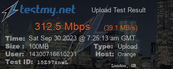 Speed Test Result