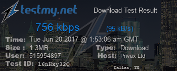 Speed Test Result