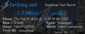 Speed Test Result