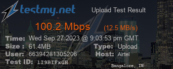 Speed Test Result