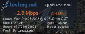 Speed Test Result