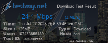 Speed Test Result