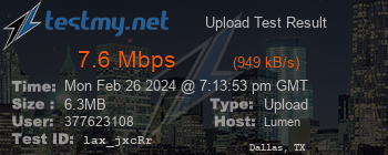 Speed Test Result