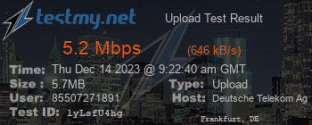 Speed Test Result