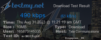 Speed Test Result