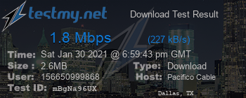 Speed Test Result