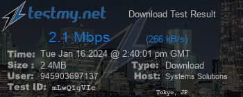 Speed Test Result