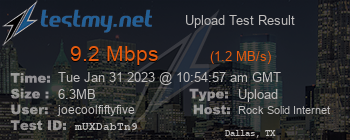 Speed Test Result