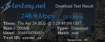 Speed Test Result