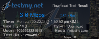 Speed Test Result