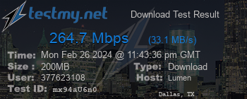 Speed Test Result