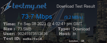 Speed Test Result