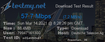 Speed Test Result