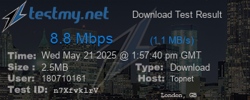 Speed Test Result