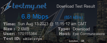 Speed Test Result