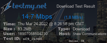 Speed Test Result