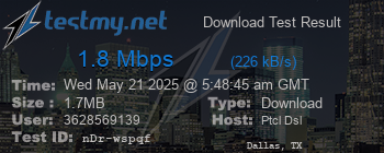 Speed Test Result