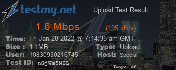 Speed Test Result