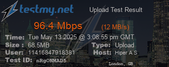 Speed Test Result