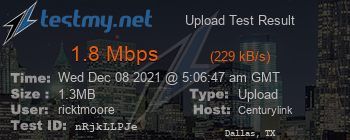 Speed Test Result