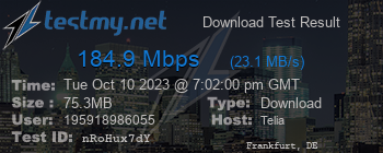 Speed Test Result