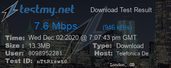 Speed Test Result