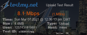 Speed Test Result