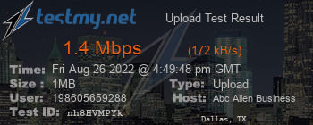 Speed Test Result