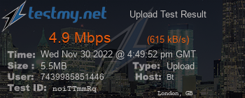 Speed Test Result