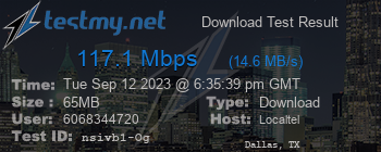 Speed Test Result