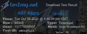 Speed Test Result