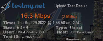 Speed Test Result