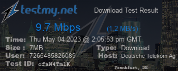 Speed Test Result