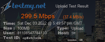 Speed Test Result