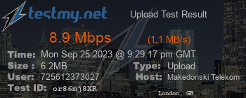 Speed Test Result