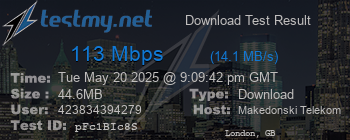 Speed Test Result