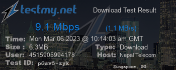 Speed Test Result