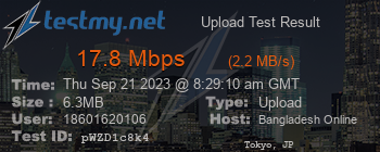 Speed Test Result