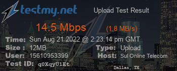 Speed Test Result