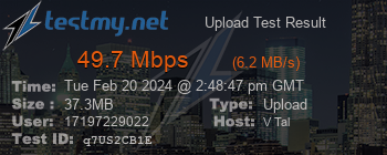 Speed Test Result