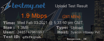 Speed Test Result