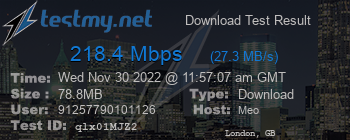 Speed Test Result